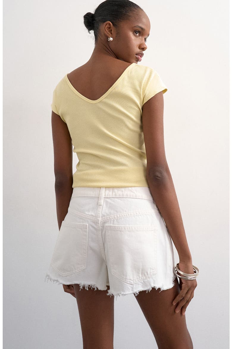 Distressed Denim Shorts, Alternate, color, CREAM