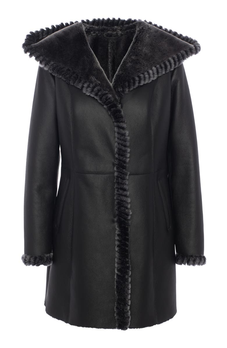 GORSKI Merino Genuine Shearling Parka With Whipstitch Trim, Alternate, color, Black Brisa