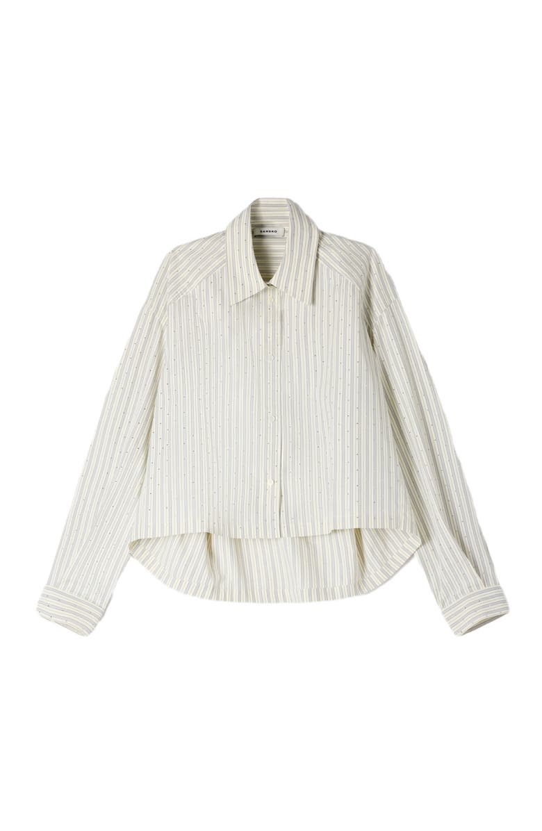 SANDRO Striped rhinestone shirt, Alternate, color, Ecru