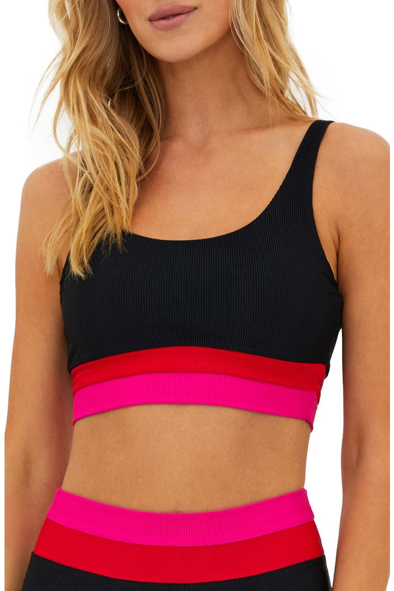 Mackenzie Colorblock Bikini Top, Main, color, BLACK MULTI