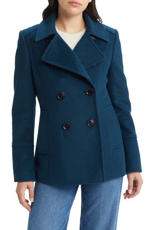 Double Breasted Wool Blend Peacoat