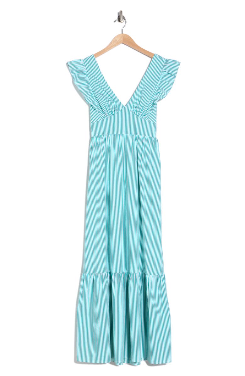 1901 Ruffle Sleeve Maxi Dress, Alternate, color, Green-White Tailored Stripe