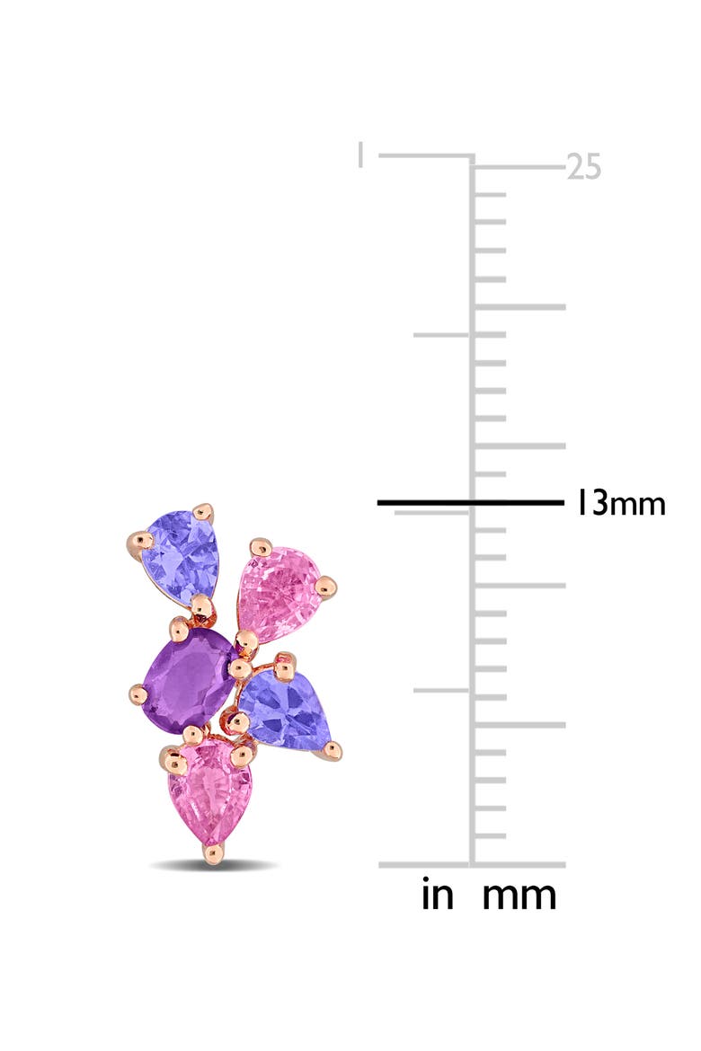 Semiprecious Stone Cluster Stud Earrings, Alternate, color, PURPLE