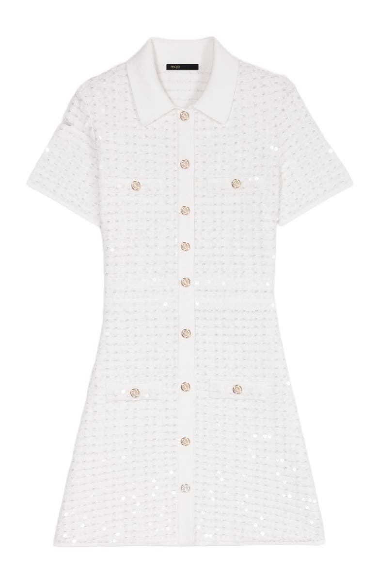 maje Sequin knit short dress, Alternate, color, 