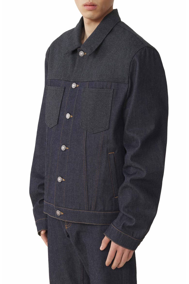 Classic Jacket In Denim And Wool Flannel, Alternate, color, Navy Blue