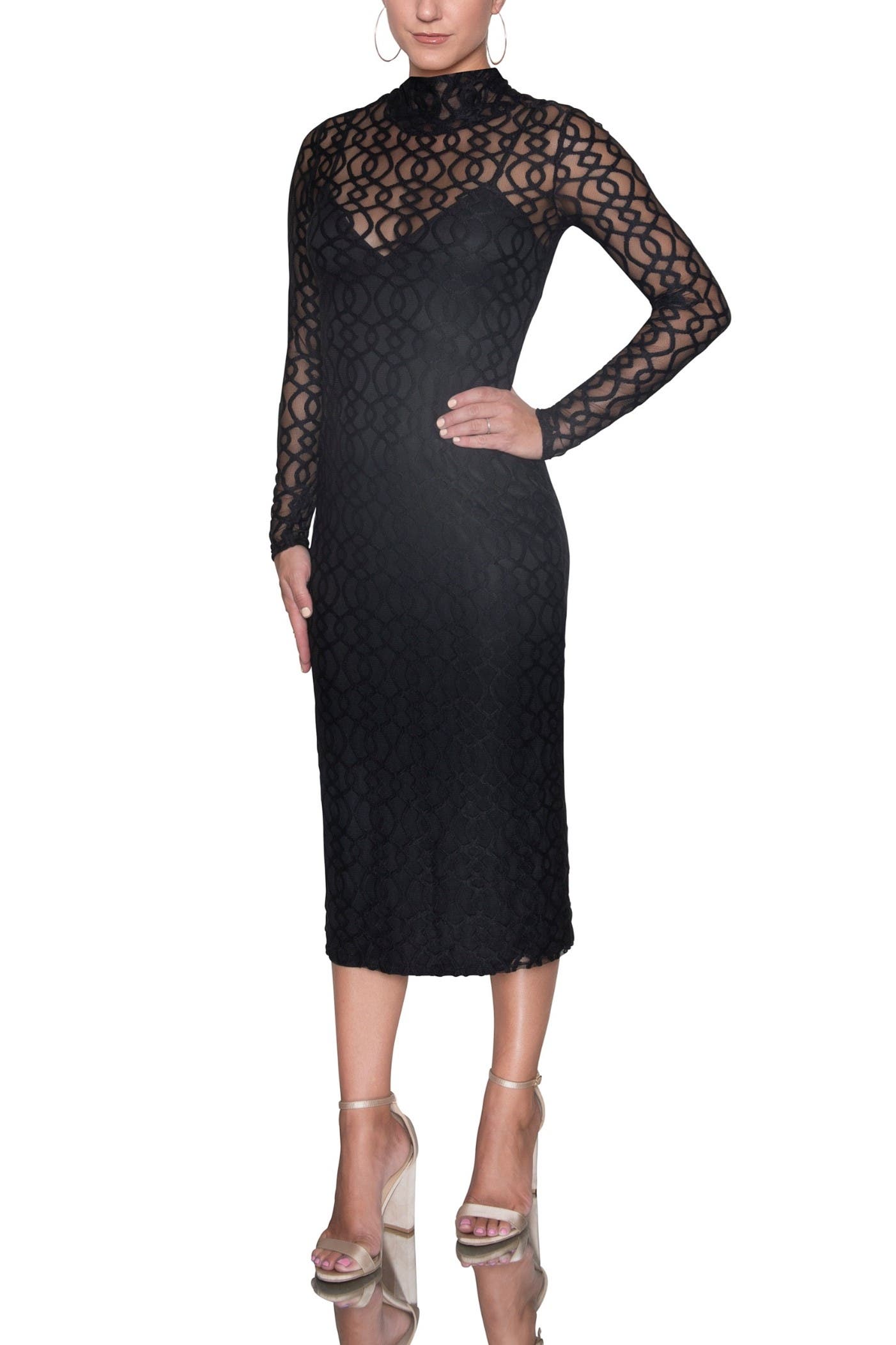 RACHEL Rachel Roy Lydie Turtleneck Midi Dress in Black 