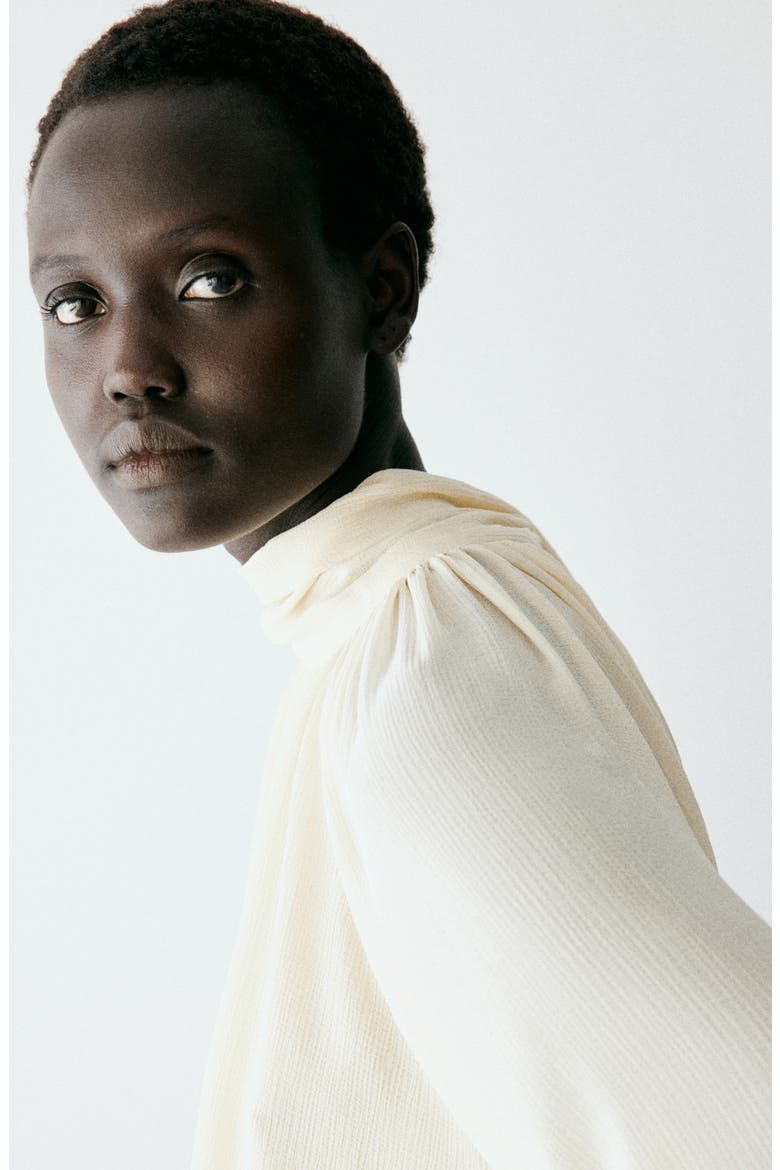 Tie Neck Texture Top, Alternate, color, OFF WHITE