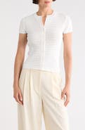 Calvin Klein Pointelle Short Sleeve Button Front Cardigan