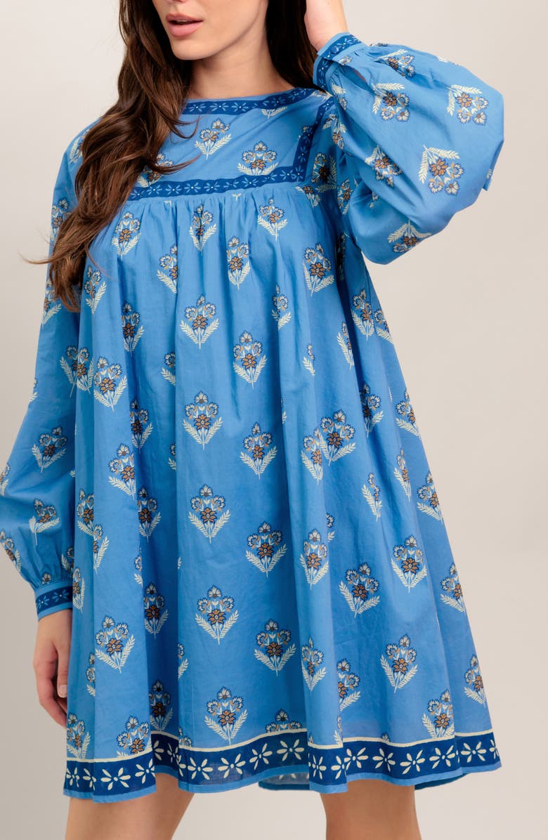 FLYING TOMATO Long Sleeve Minidress, Alternate, color, Blue