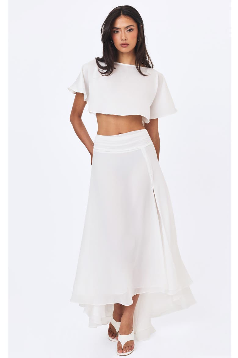 Yanna Chiffon High-Low Maxi Skirt, Alternate, color, White