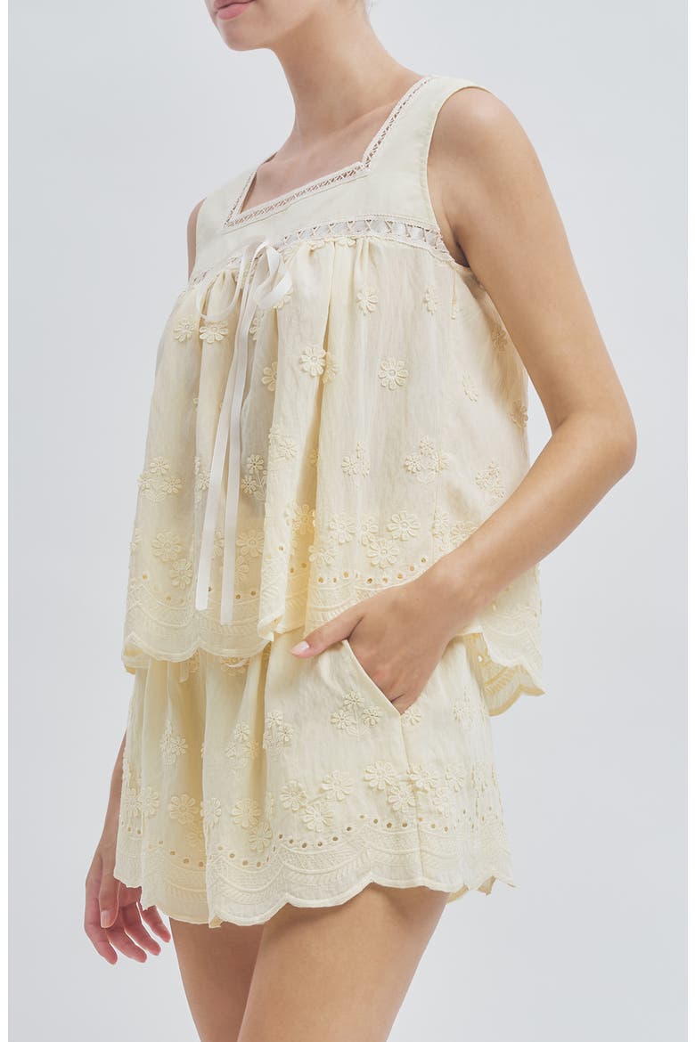 Odette Floral Appliqué Babydoll Top, Alternate, color, BUTTER YELLOW