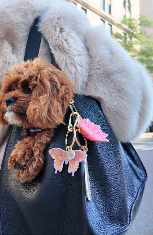Solar Eclipse Hand Painted Swallowtail Key Chain Bag Charm In Gold
