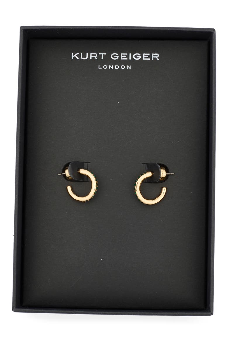 Pavé Crystal Mini Huggie Hoop Earrings, Main, color, GREEN
