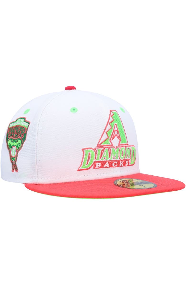New Era Men's New Era White/Coral Arizona Diamondbacks 1998 Inaugural Season Strawberry Lolli 59FIFTY Fitted Hat, Main, color, 