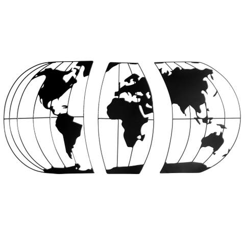3-Piece World Map Wall Art