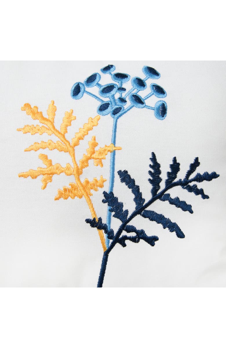 carol & frank Lola Boho Embroidered Floral Cotton Decor Throw Pillow, 12" x 24" with Pom Pom Edges, Alternate, color, Blue