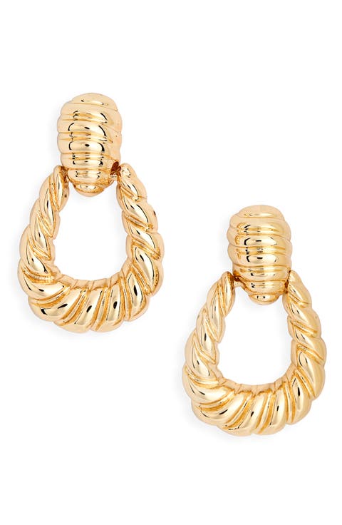 Ribbed Doorknocker Stud Earrings