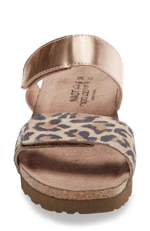 Naot Althea Slide Sandal In Cheetah/rose Gold Leather