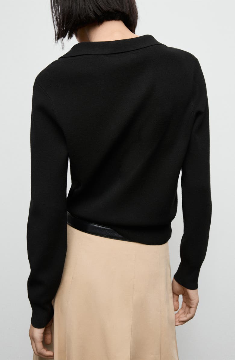 MANGO Johnny Collar Sweater, Alternate, color, Black