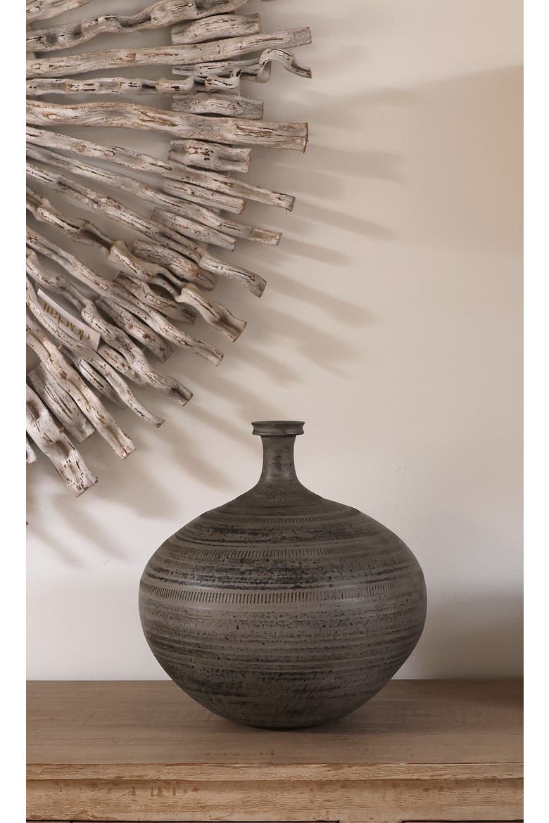 Thanos Textured Ceramic Decorative Vase, Alternate, color, Antique Black