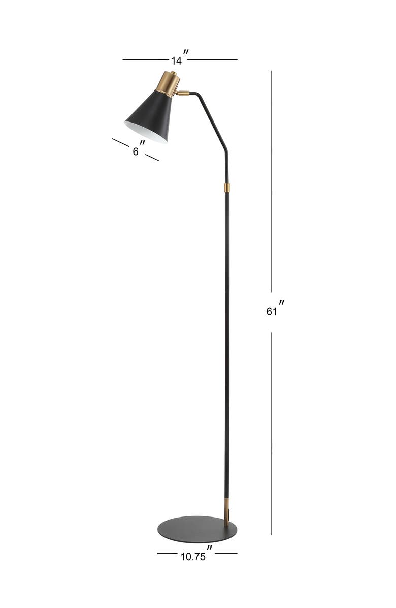 JONATHAN Y Apollo Modern Metal LED Task Floor Lamp, Alternate, color, Black/Brass Gold