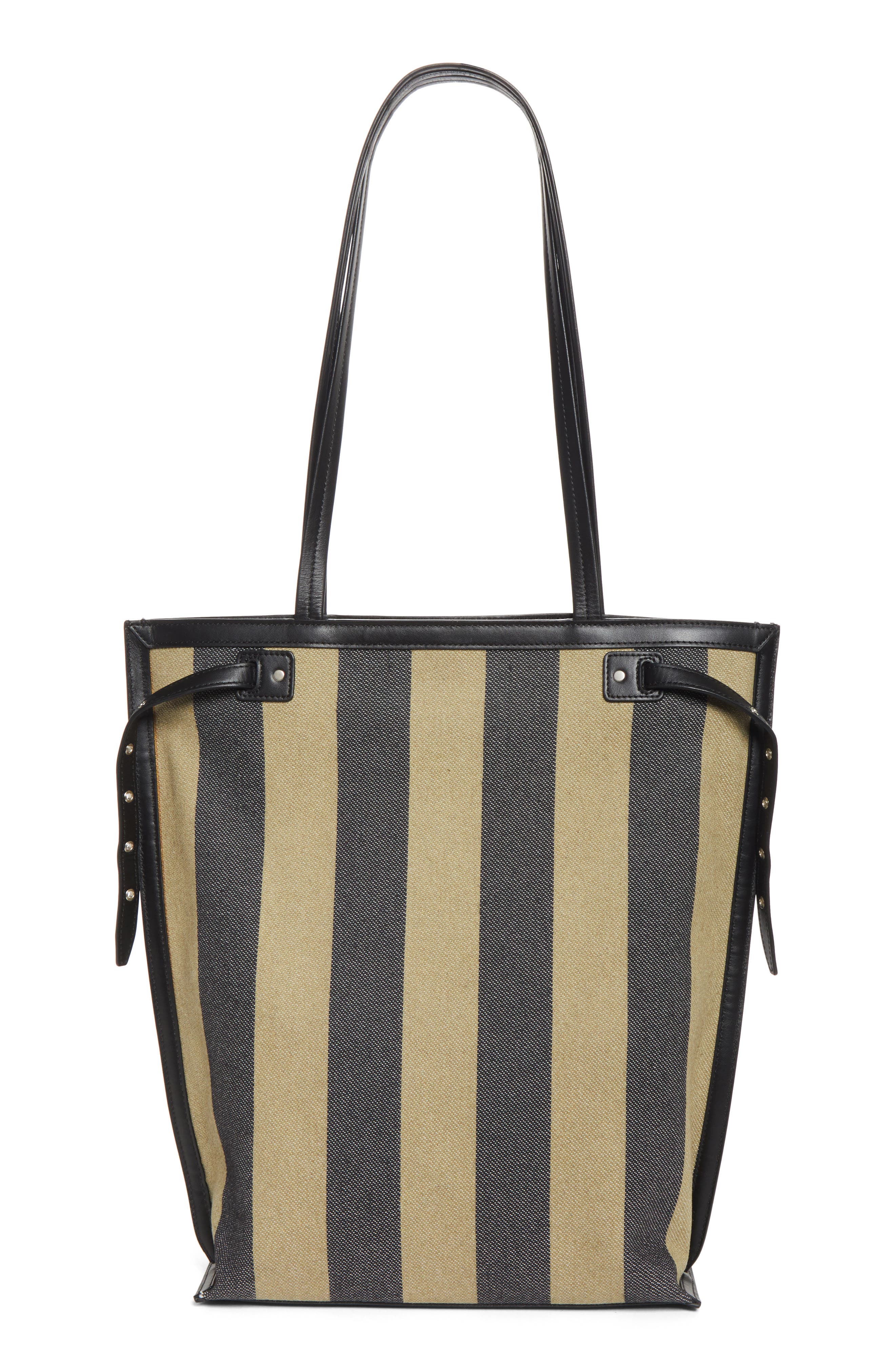 North/South Days Stripe Canvas Tote, Alternate, color, MOSS/ BLACK