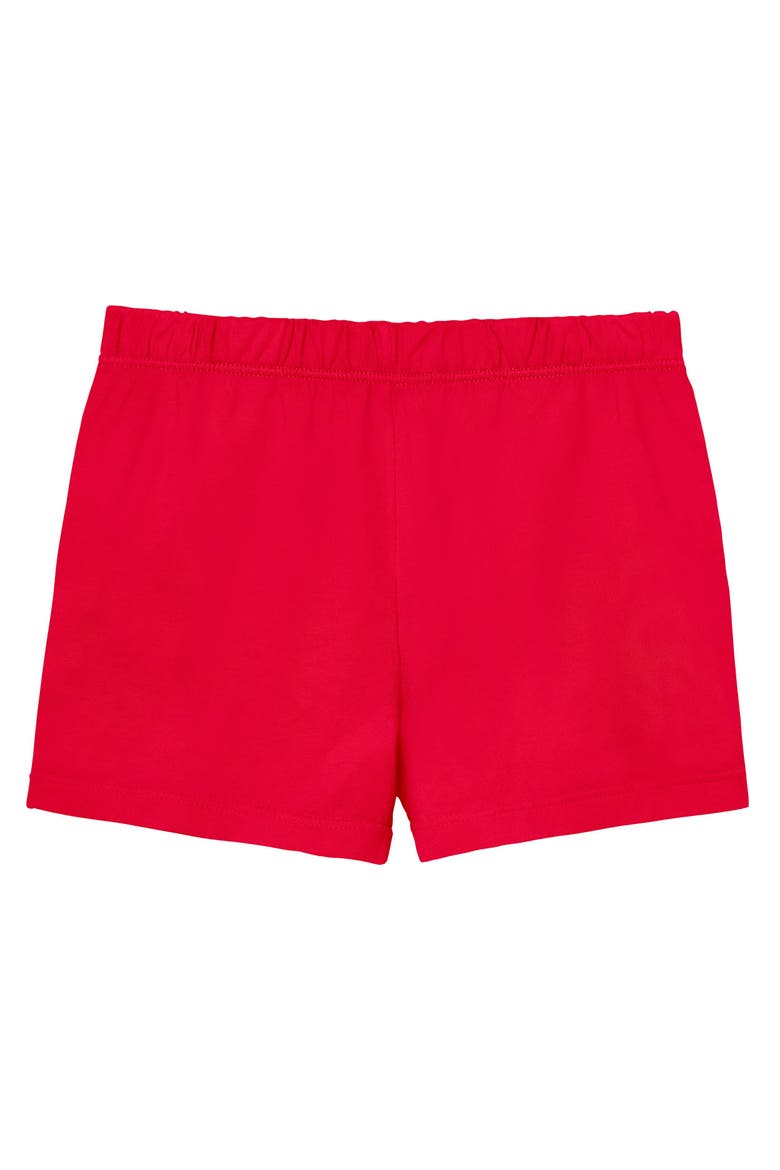 Girls Soft 100% Cotton UPF 50+ Jersey Pocket Shorts, Main, color, Candy Apple