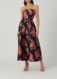 Shoshanna Midnight Dana Vila Floral Jacquard Dress