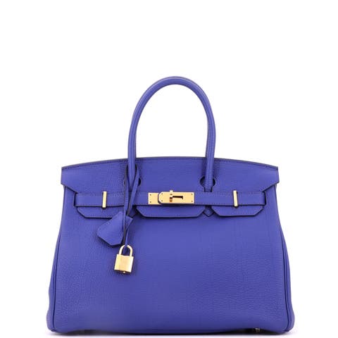 Birkin Handbag Blue Togo With Gold Hardware 30