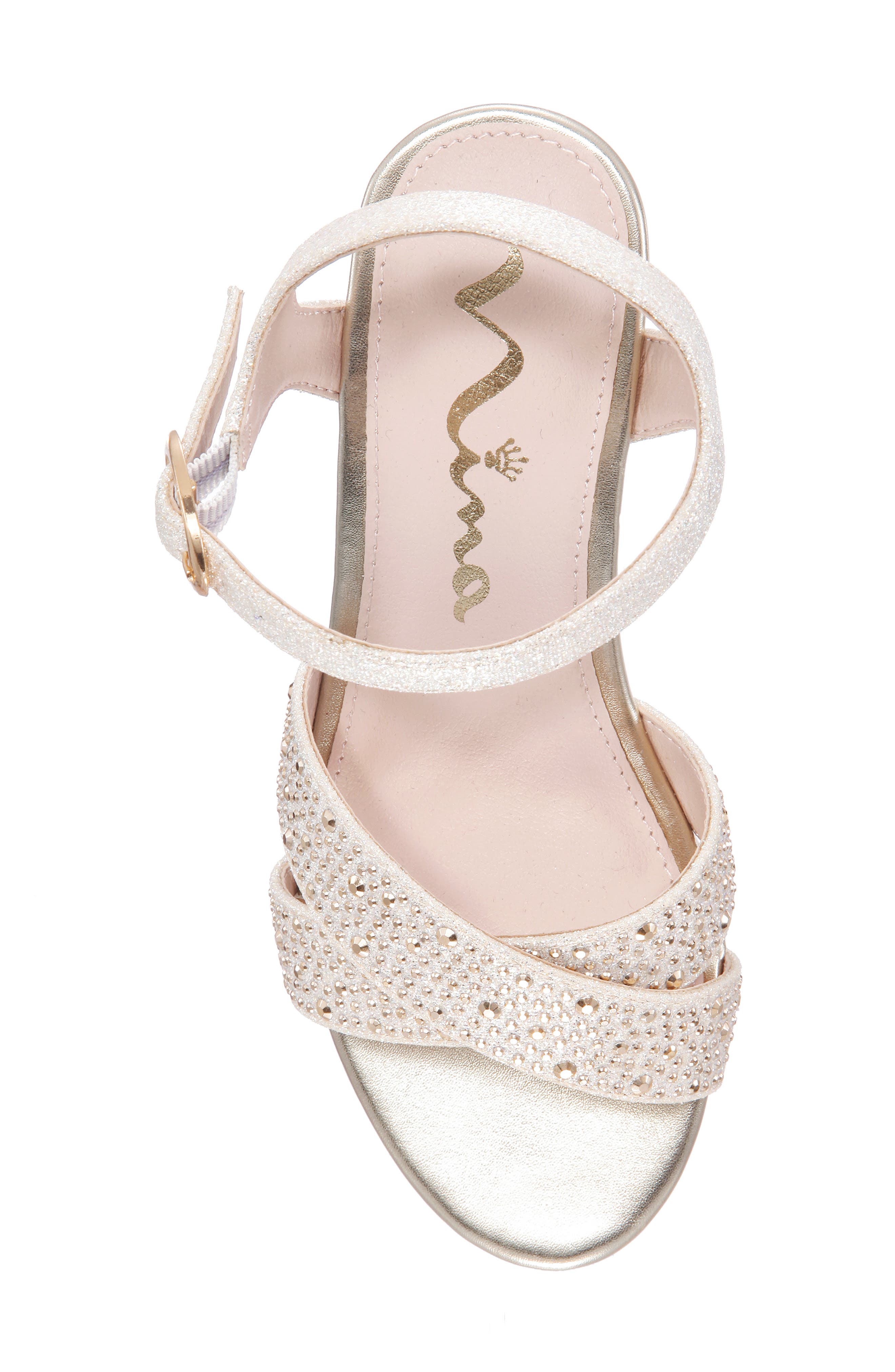 Skarlet Glitter Wedge Sandal, Alternate, color, PLATINO METALLIC