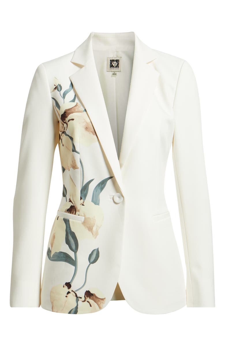 Anne Klein Placed Print Tailored Jacket, Main, color, White Dove Multi