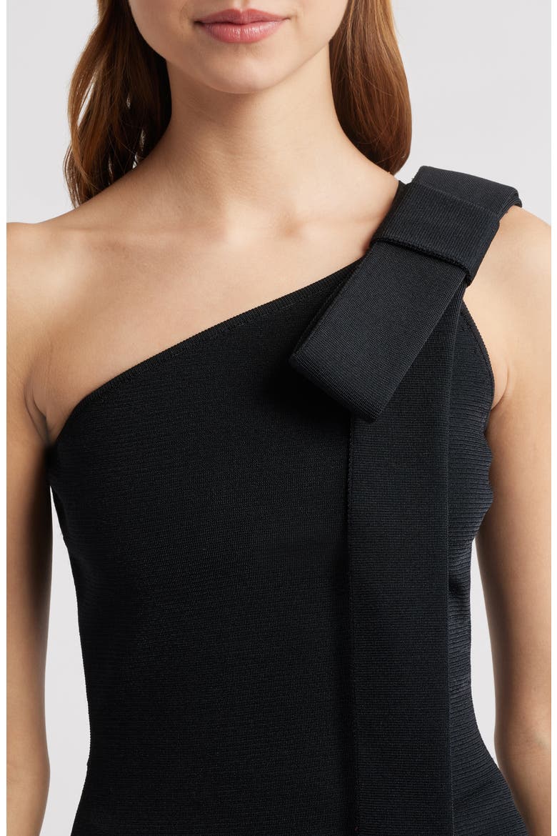 Nomi Bow Detail One-Shoulder Sweater, Alternate, color, BLACK