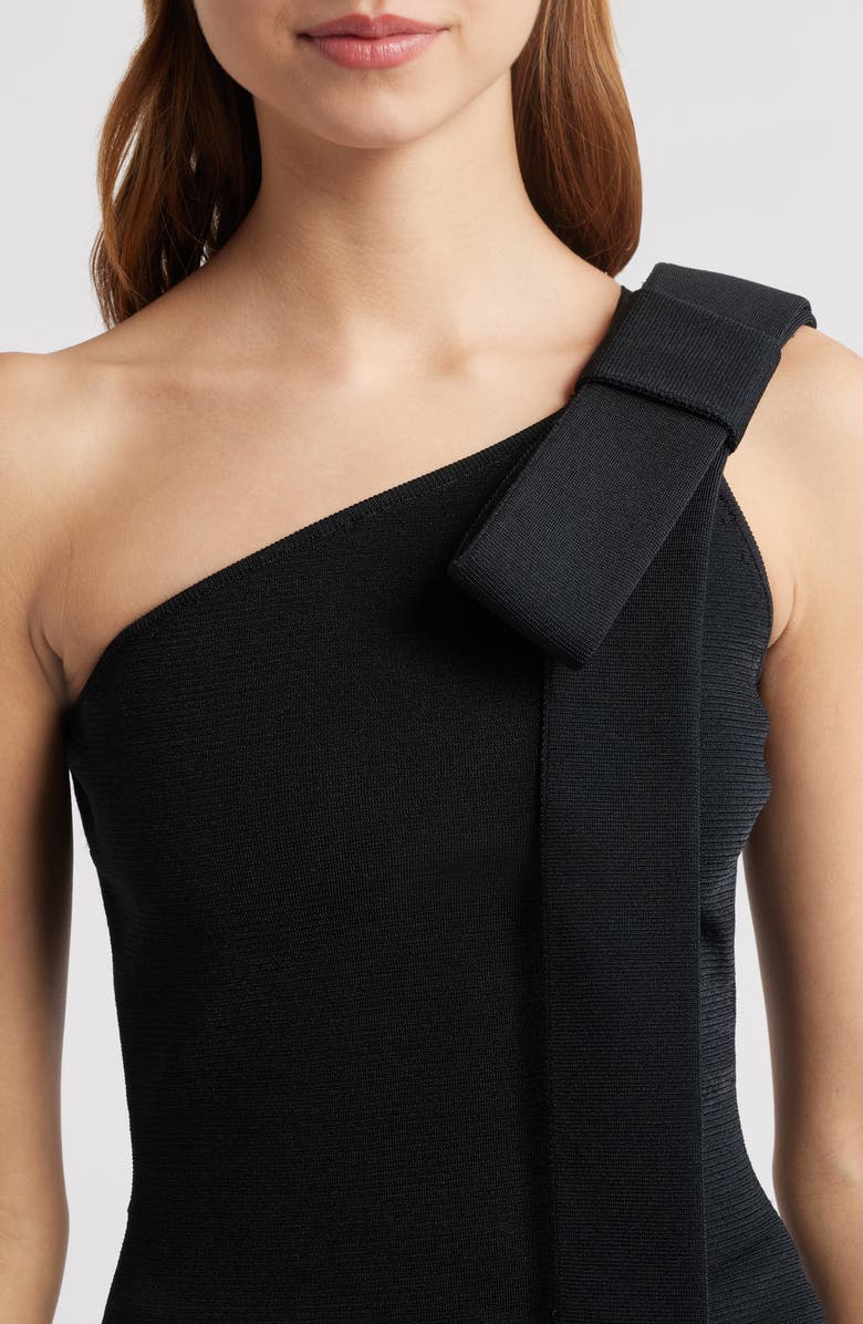 Cult Gaia Nomi Bow Detail One-Shoulder Sweater, Alternate, color, Black