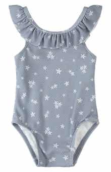 Ruffle Starfish Print One-Piece Swimsuit