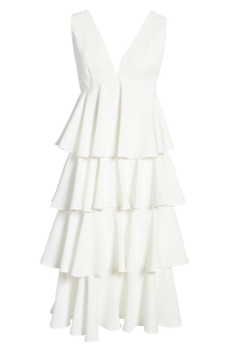 Chi Chi London Plunge Neck Tiered Ruffle Cocktail Dress, Alternate, color,