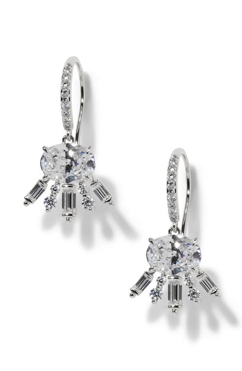 Nadri Stellar Halo Drop Earrings In Silver