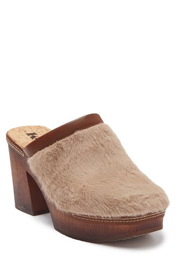Korks Lori Faux Fur Slip-on Clog In Brown