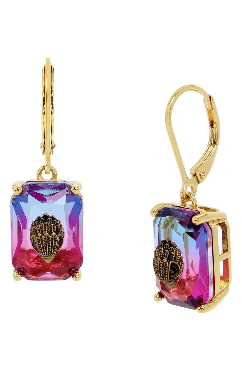 Kurt Geiger London Ombré Crystal Drop Earrings, Main, color, Fuchsia