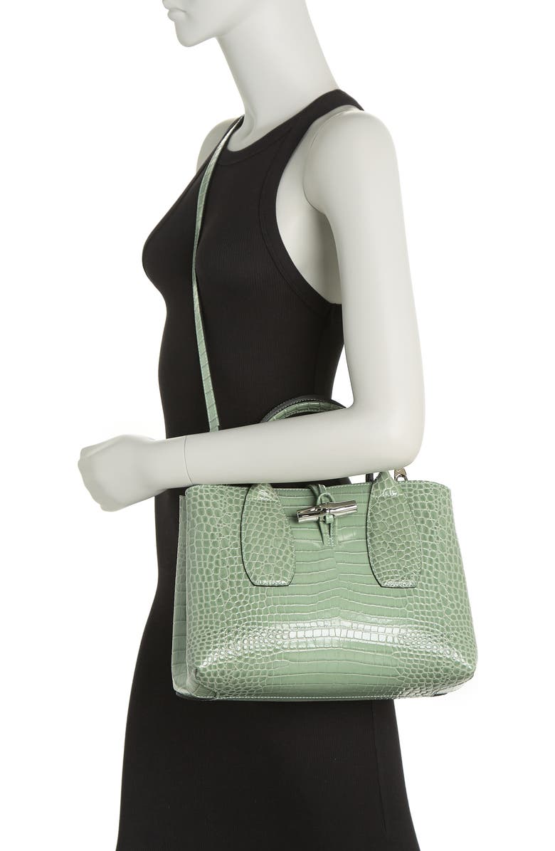 Longchamp Croc Embossed Leather Tote Bag, Alternate, color,