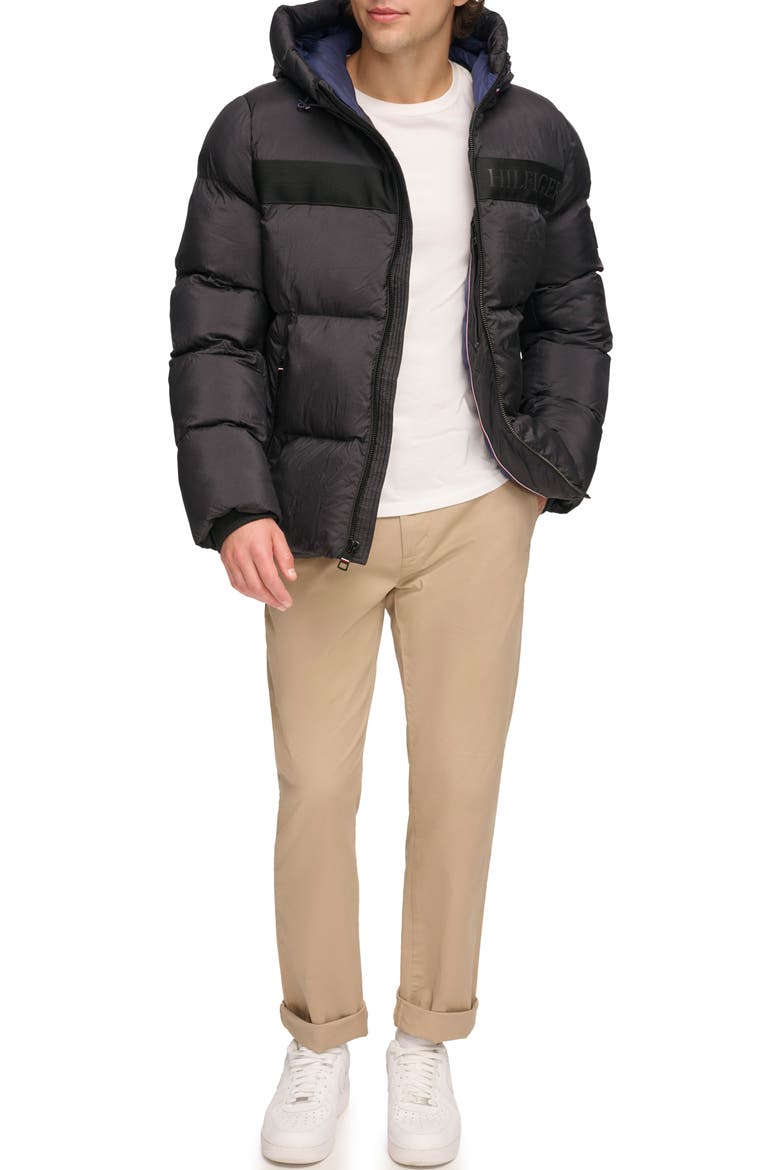Hooded Puffer Jacket, Alternate, color, BLACK
