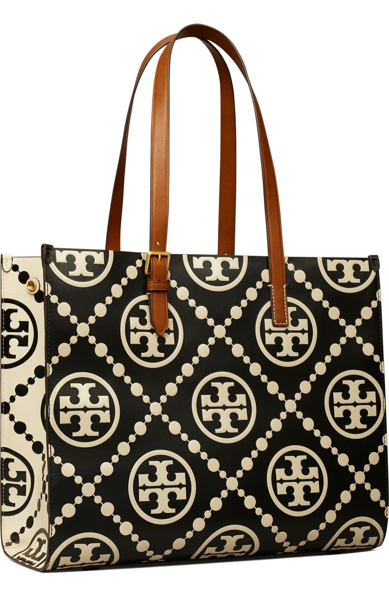 Tory Burch T Monogram Contrast Embossed Leather Tote, Alternate, color,