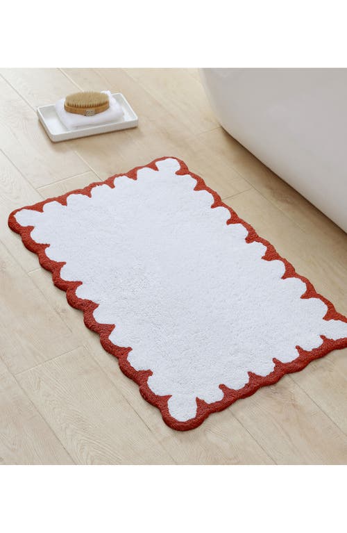 Peri Home Scallop Detail Cotton Bath Mat In White