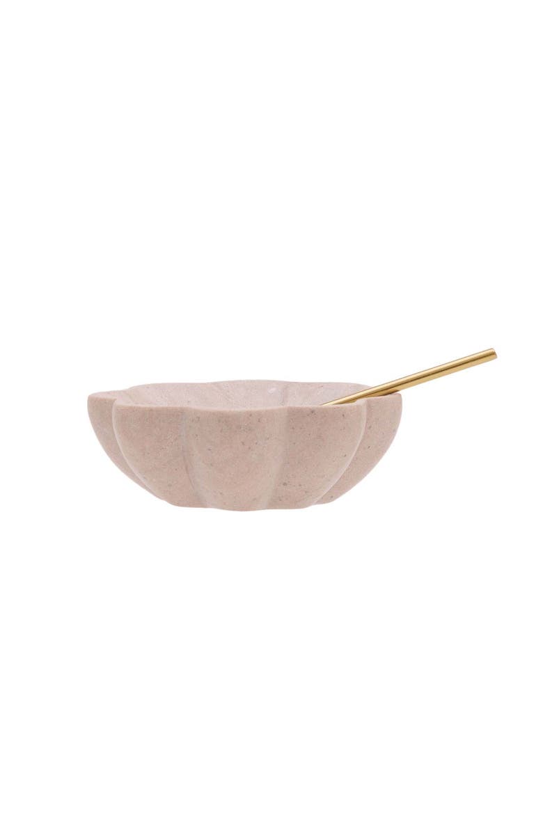 Abigail Scallop Marble Bowl & Spoon Set of 2, Alternate, color, Beige