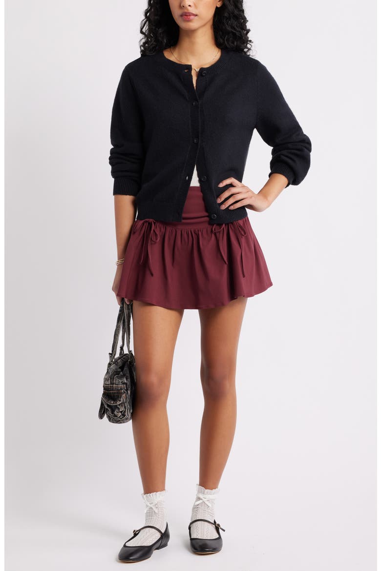 Crewneck Cotton Blend Cardigan, Alternate, color, BLACK