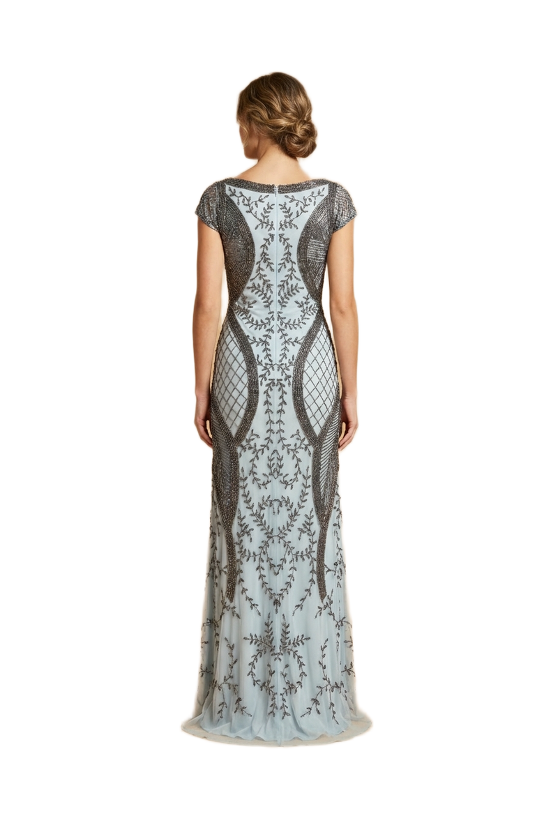 Cape Sleeve Modestly Covered Dress, Alternate, color, Slate