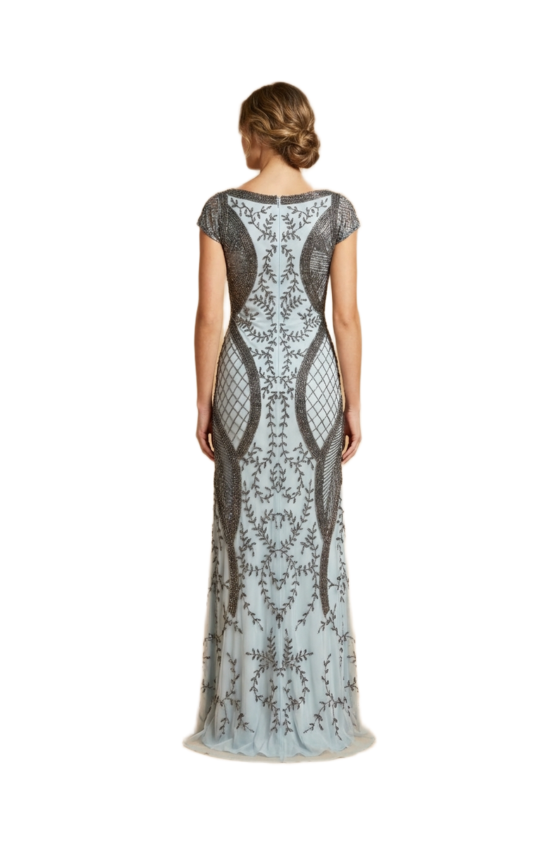 LARA New York Cape Sleeve Modestly Covered Dress, Alternate, color, Slate