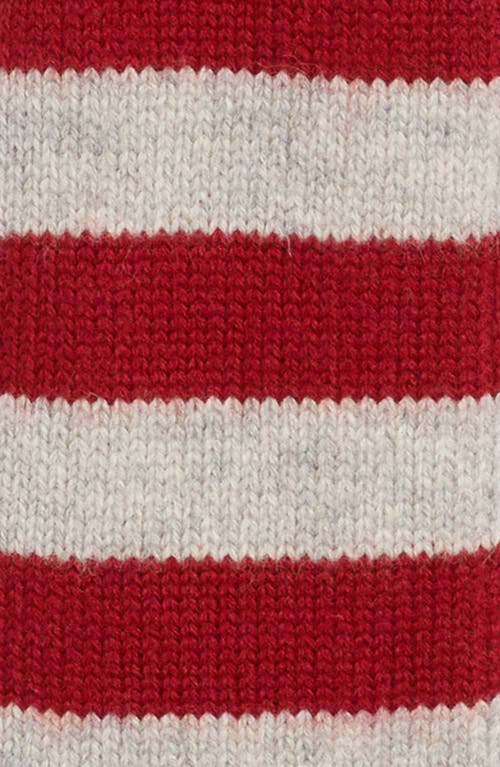 Damson Madder Stripe Skinny Wool Scarf In Red