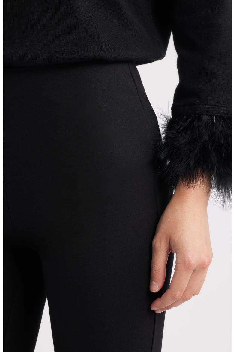 Crop Feather Trim Pull-On Pants, Alternate, color, ANNE BLACK