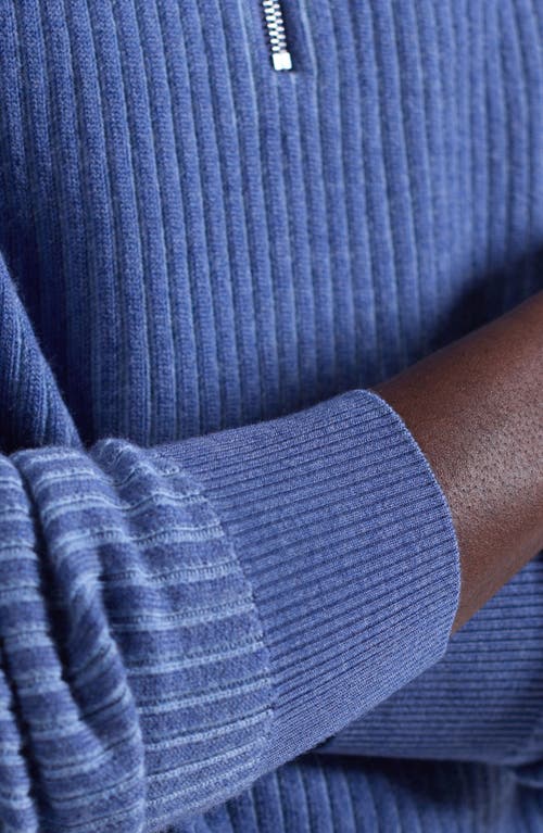 Bugatchi Merino Wool Quarter Zip Polo Sweater In Blue
