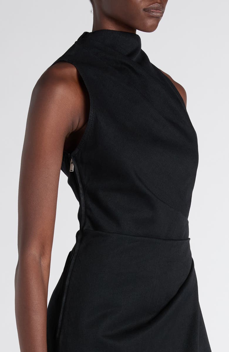 McQueen Asymmetric Denim Minidress, Alternate, color, Black